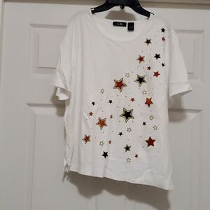C.B. casual woman multicolor embellished tee top